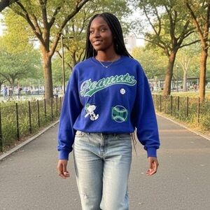 Divided Peanuts, Snoopy Blue Graphic Sweatshirt,